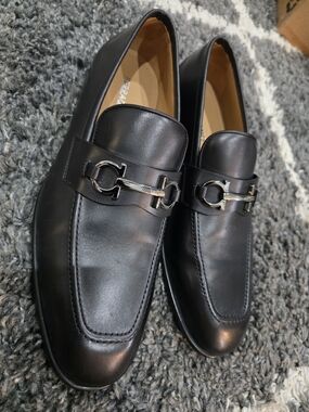 Salvatore Ferragamo Foster Bit Loafers Black Leather Mens Size 11E